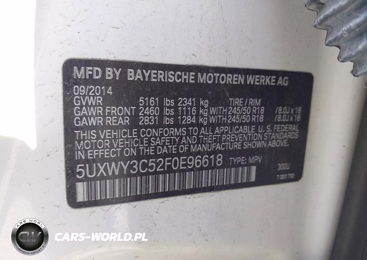 2015 BMW X3 xDrive28D VIN:5UXWY3C52F0E96618 - 9