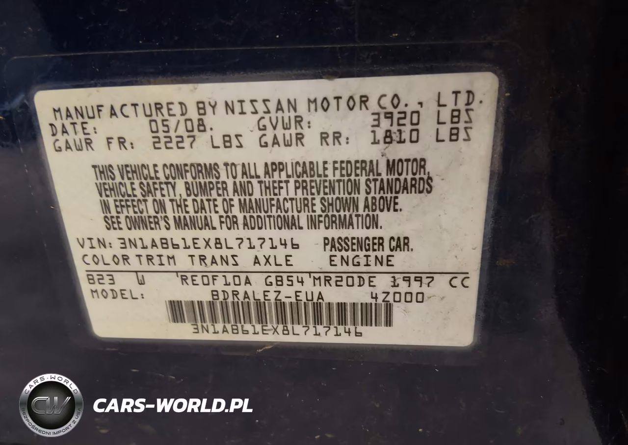2008 Nissan Sentra 2.0S VIN:3N1AB61EX8L717146 - 9