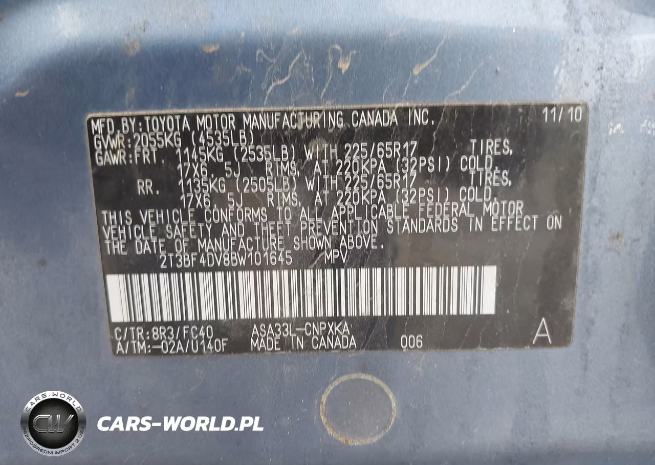 2011 Toyota Rav4 VIN:2T3BF4DV8BW101645 - 9