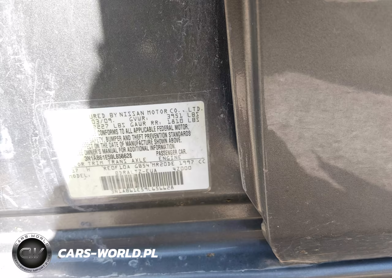 2009 Nissan Sentra 2.0S VIN:3N1AB61E59L656628 - 9