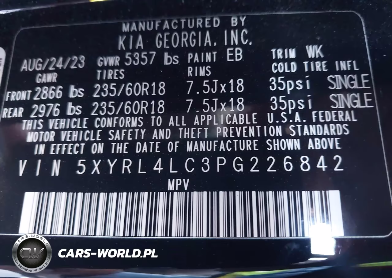 2023 Kia Sorento S VIN:5XYRL4LC3PG226842 - 9