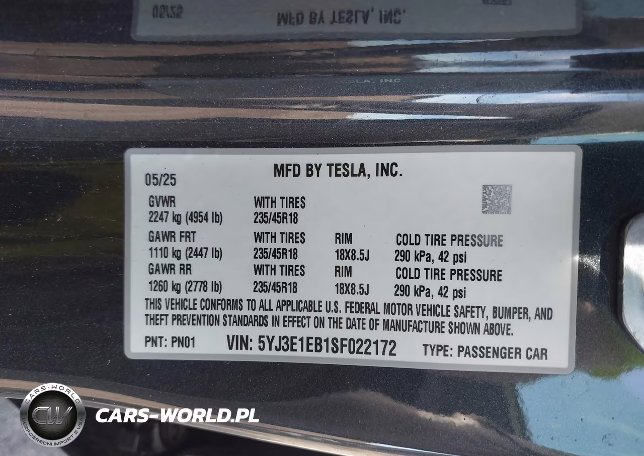 2025 Tesla Model 3 Long Range All-Wheel Drive VIN:5YJ3E1EB1SF022172 - 9