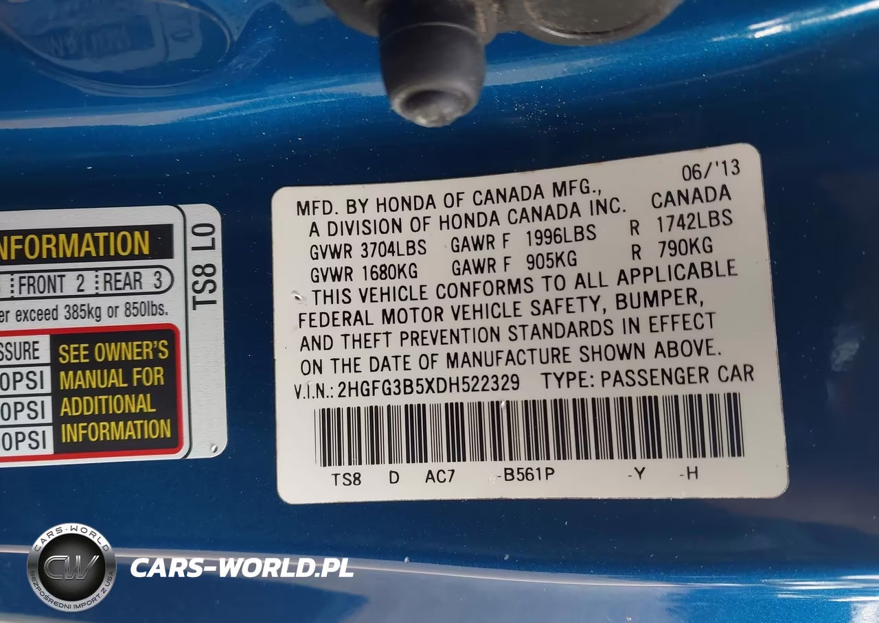 2013 Honda Civic Lx VIN:2HGFG3B5XDH522329 - 9