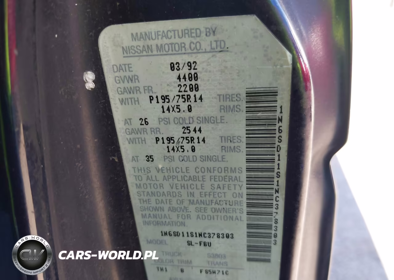 1992 Nissan Truck Short Wheelbase VIN:1N6SD11S1NC378303 - 9