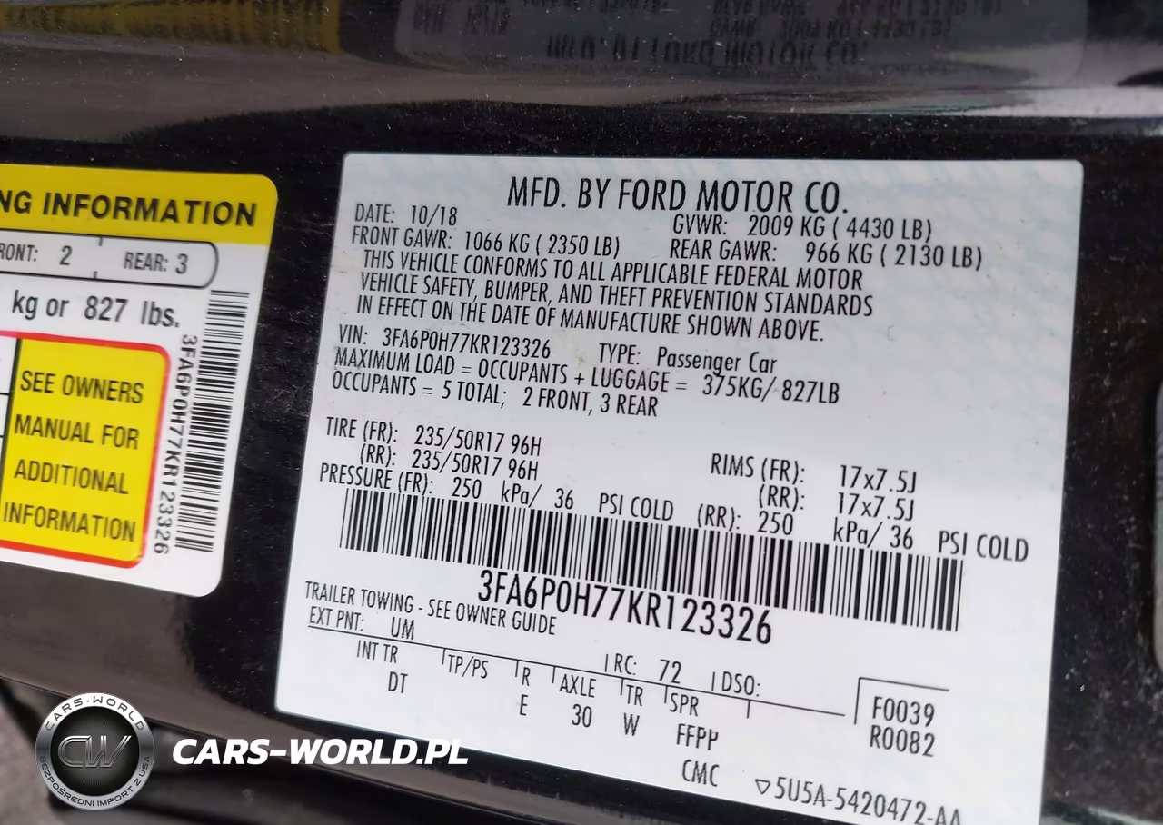 2019 Ford Fusion Se VIN:3FA6P0H77KR123326 - 9