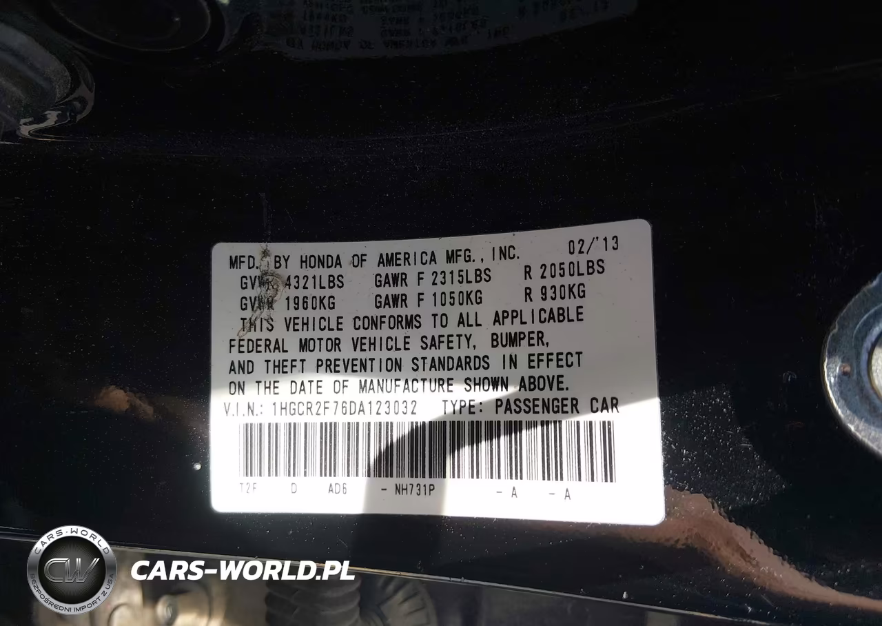 2013 Honda Accord Ex VIN:1HGCR2F76DA123032 - 9