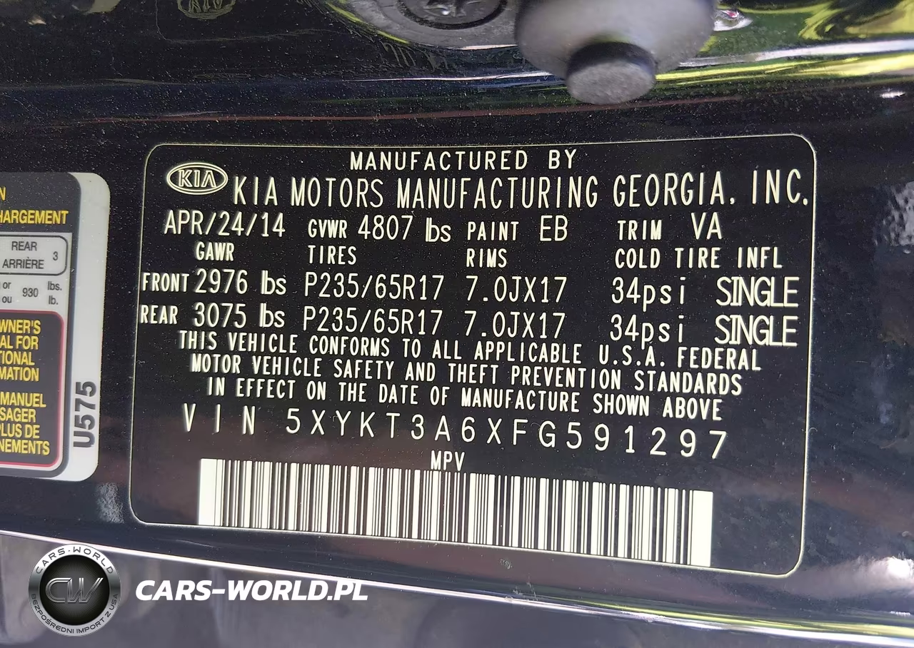 2015 Kia Sorento Lx VIN:5XYKT3A6XFG591297 - 9