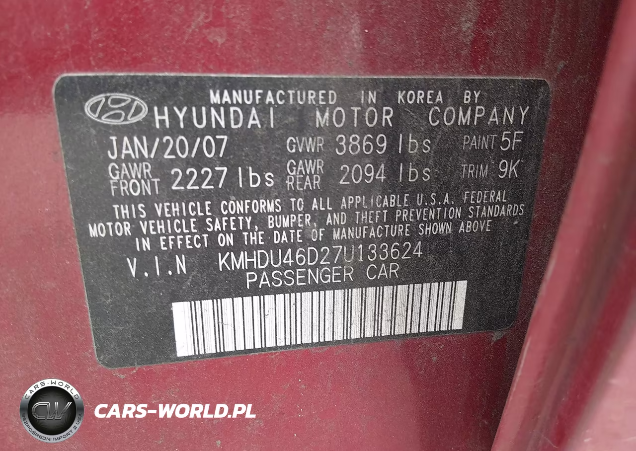 2007 Hyundai Elantra Gls-Limited-Se VIN:KMHDU46D27U133624 - 9