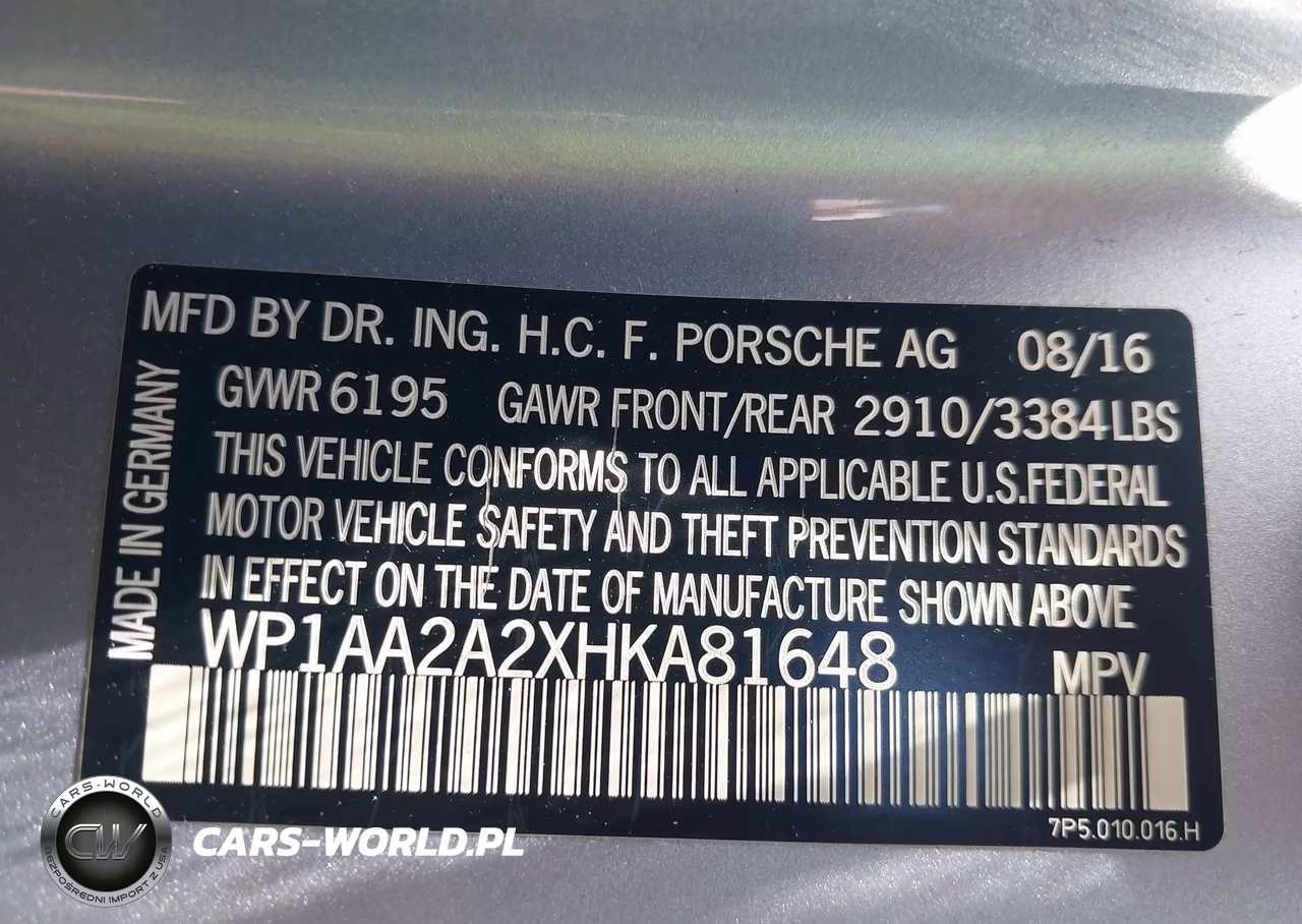 2017 Porsche Cayenne VIN:WP1AA2A2XHKA81648 - 9