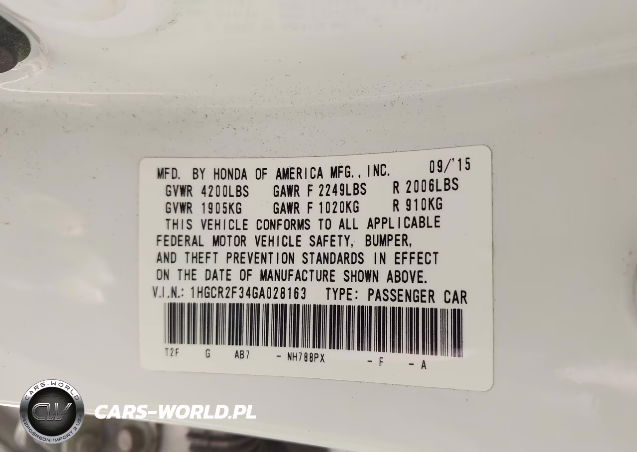 2016 Honda Accord Lx VIN:1HGCR2F34GA028163 - 9