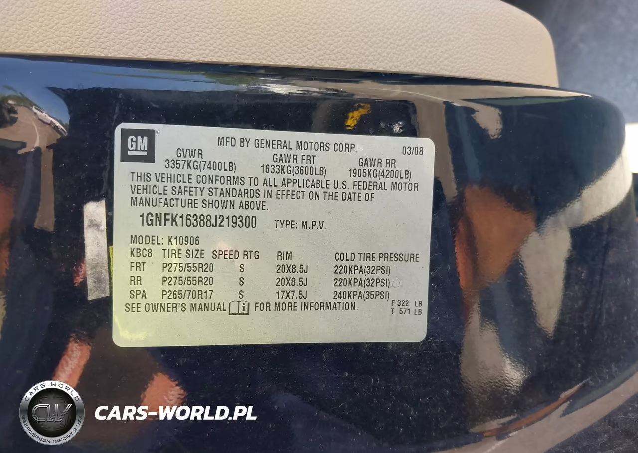 2008 Chevrolet Suburban 1500 Lt VIN:1GNFK16388J219300 - 9
