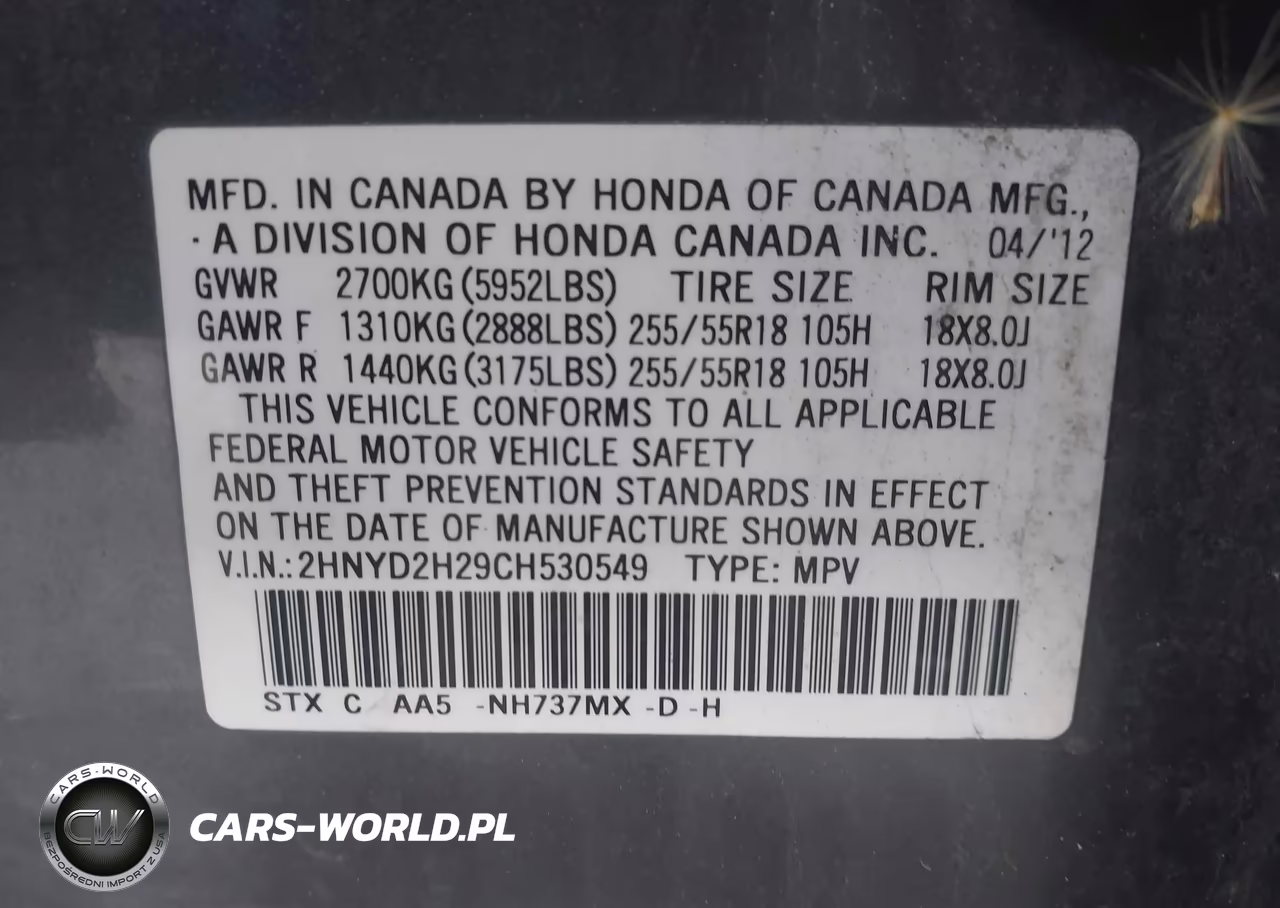 2012 Acura Mdx VIN:2HNYD2H29CH530549 - 9
