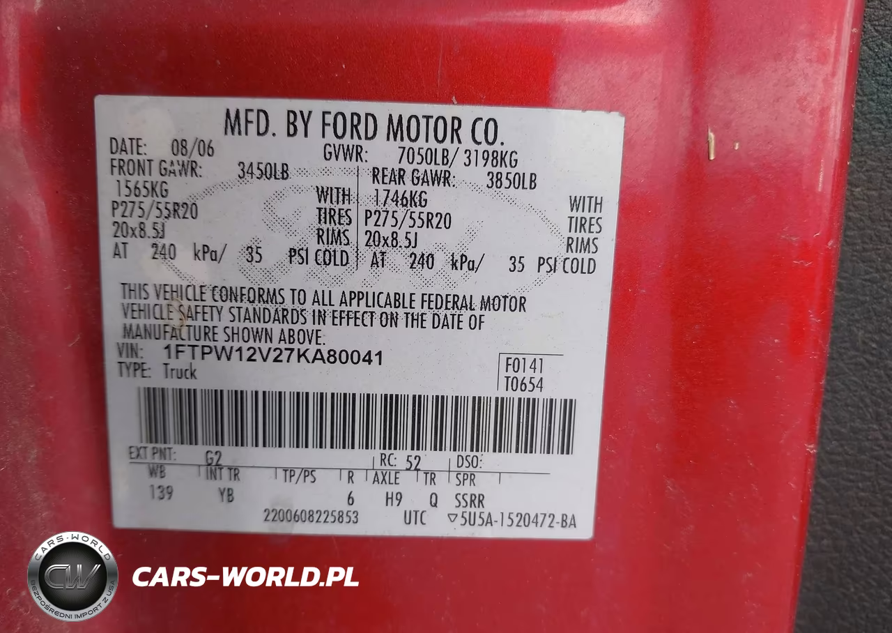 2007 Ford F-150 Lariat-Xlt VIN:1FTPW12V27KA80041 - 9