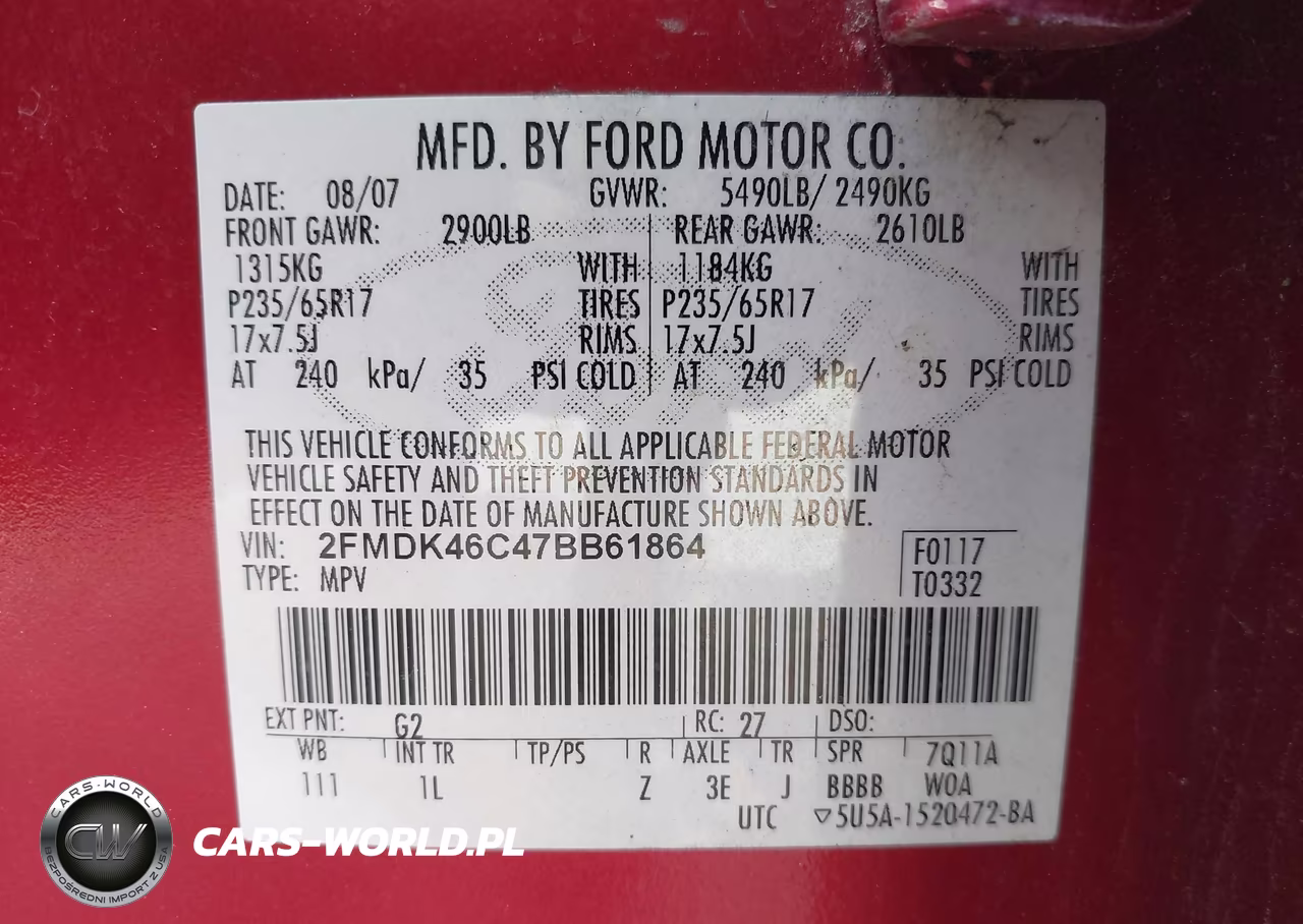 2007 Ford Edge Se VIN:2FMDK46C47BB61864 - 9