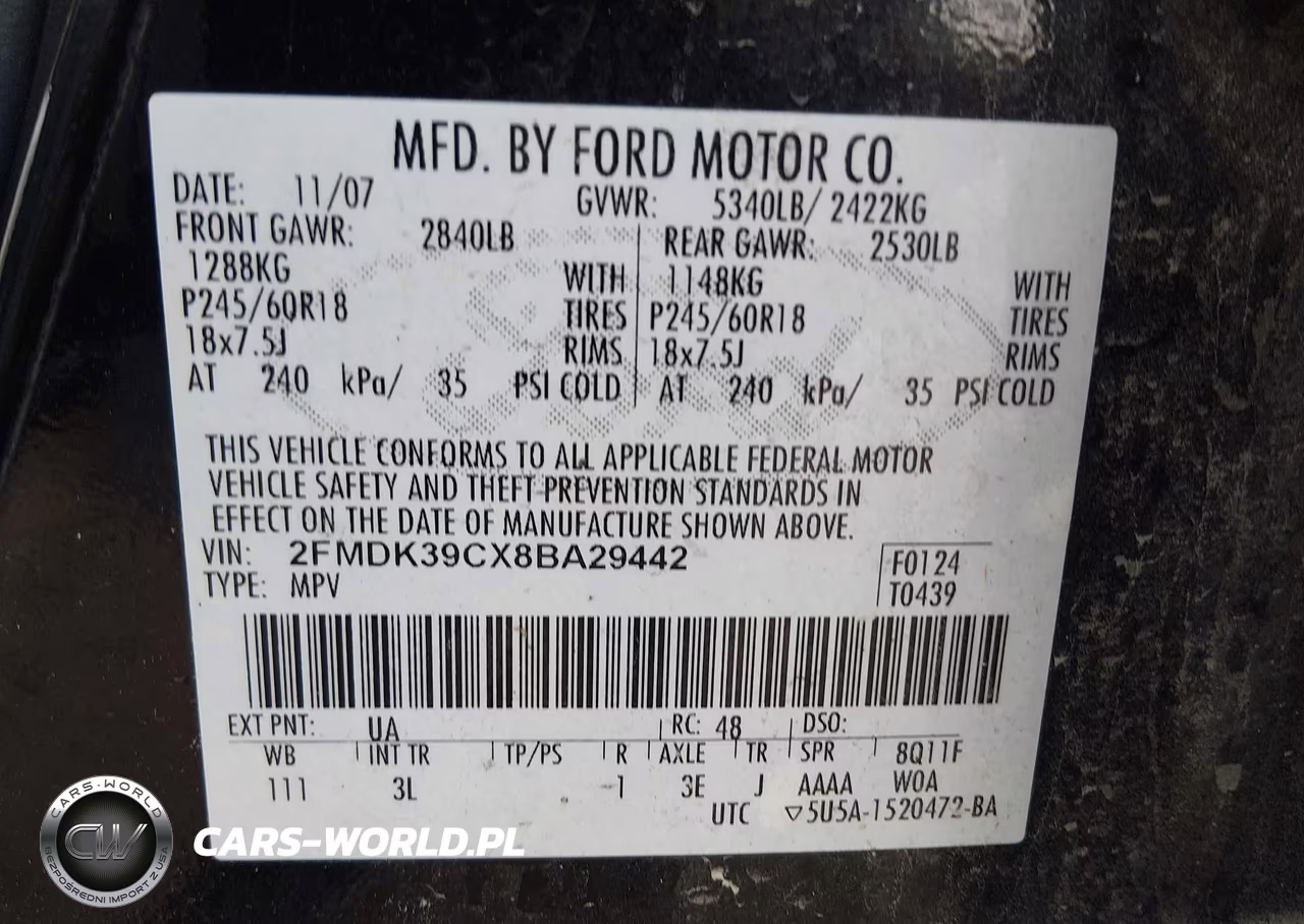 2008 Ford Edge Limited VIN:2FMDK39CX8BA29442 - 9