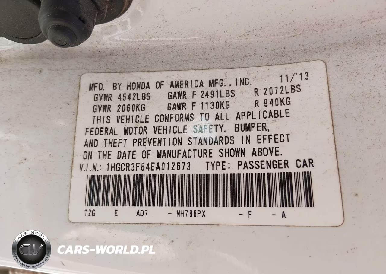 2014 Honda Accord Ex-L V-6 VIN:1HGCR3F84EA012673 - 9
