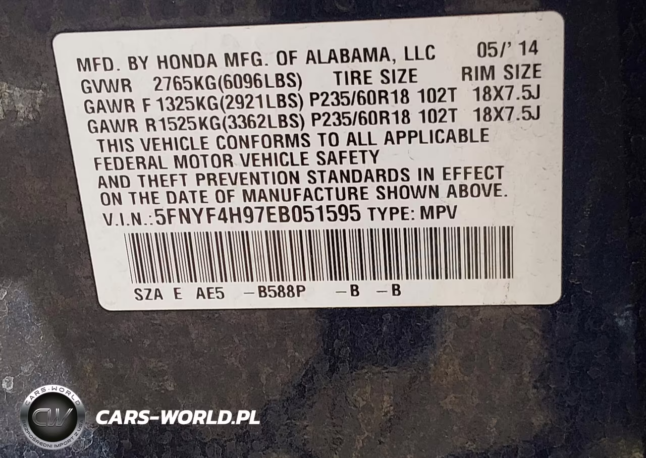 2014 Honda Pilot Touring VIN:5FNYF4H97EB051595 - 9