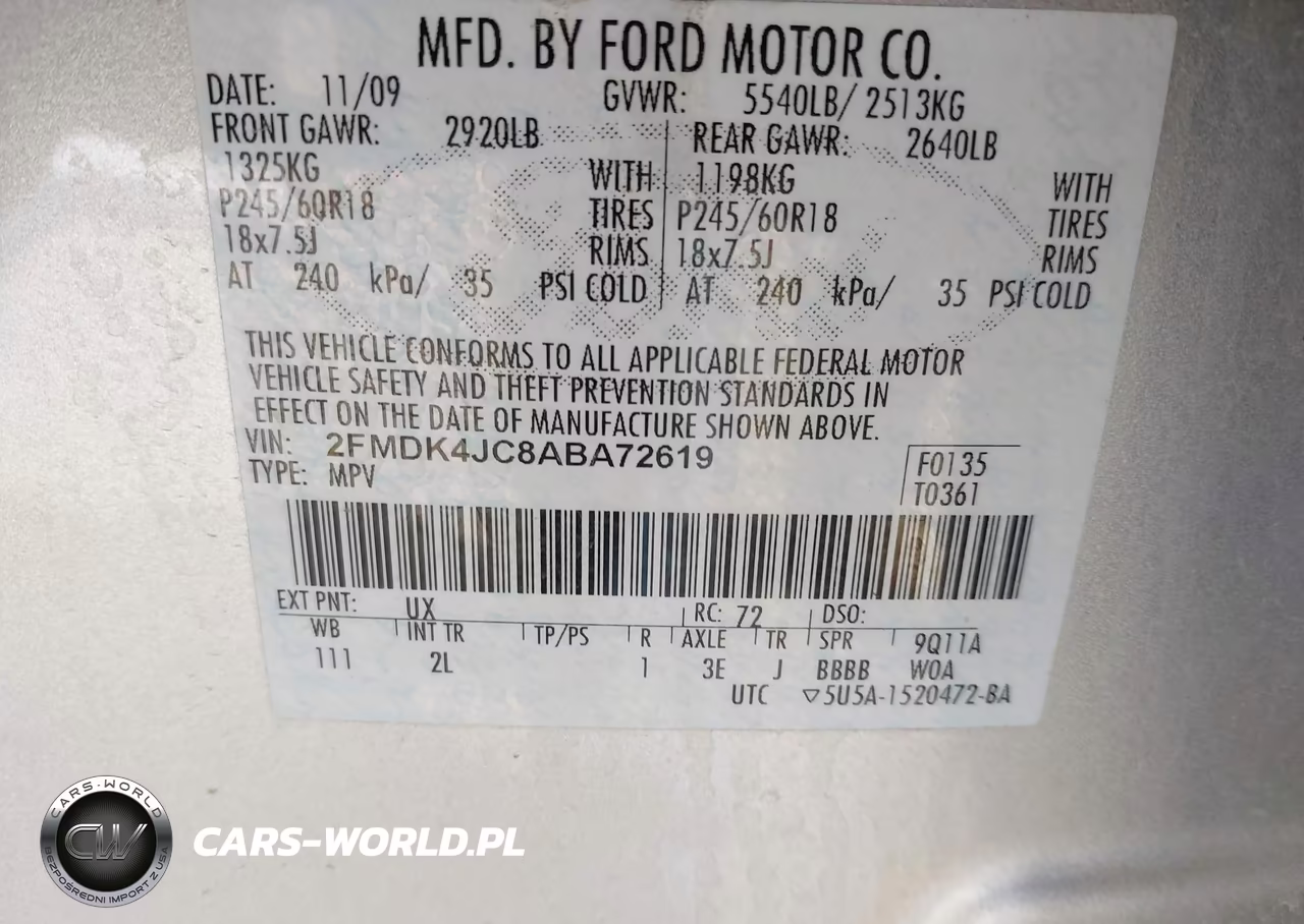 2010 Ford Edge Sel VIN:2FMDK4JC8ABA72619 - 9