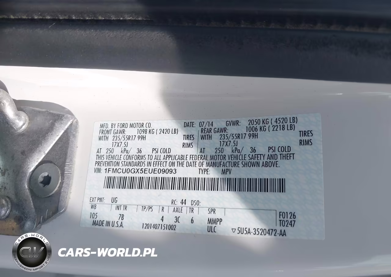 2014 Ford Escape Se VIN:1FMCU0GX5EUE09093 - 9