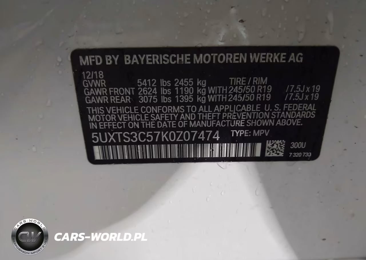 2019 BMW X3 M40I VIN:5UXTS3C57K0Z07474 - 9