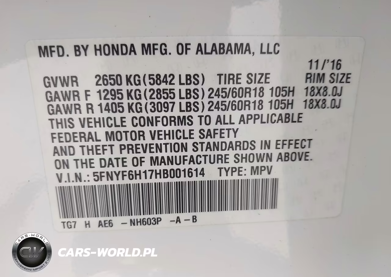 2017 Honda Pilot Lx VIN:5FNYF6H17HB001614 - 9