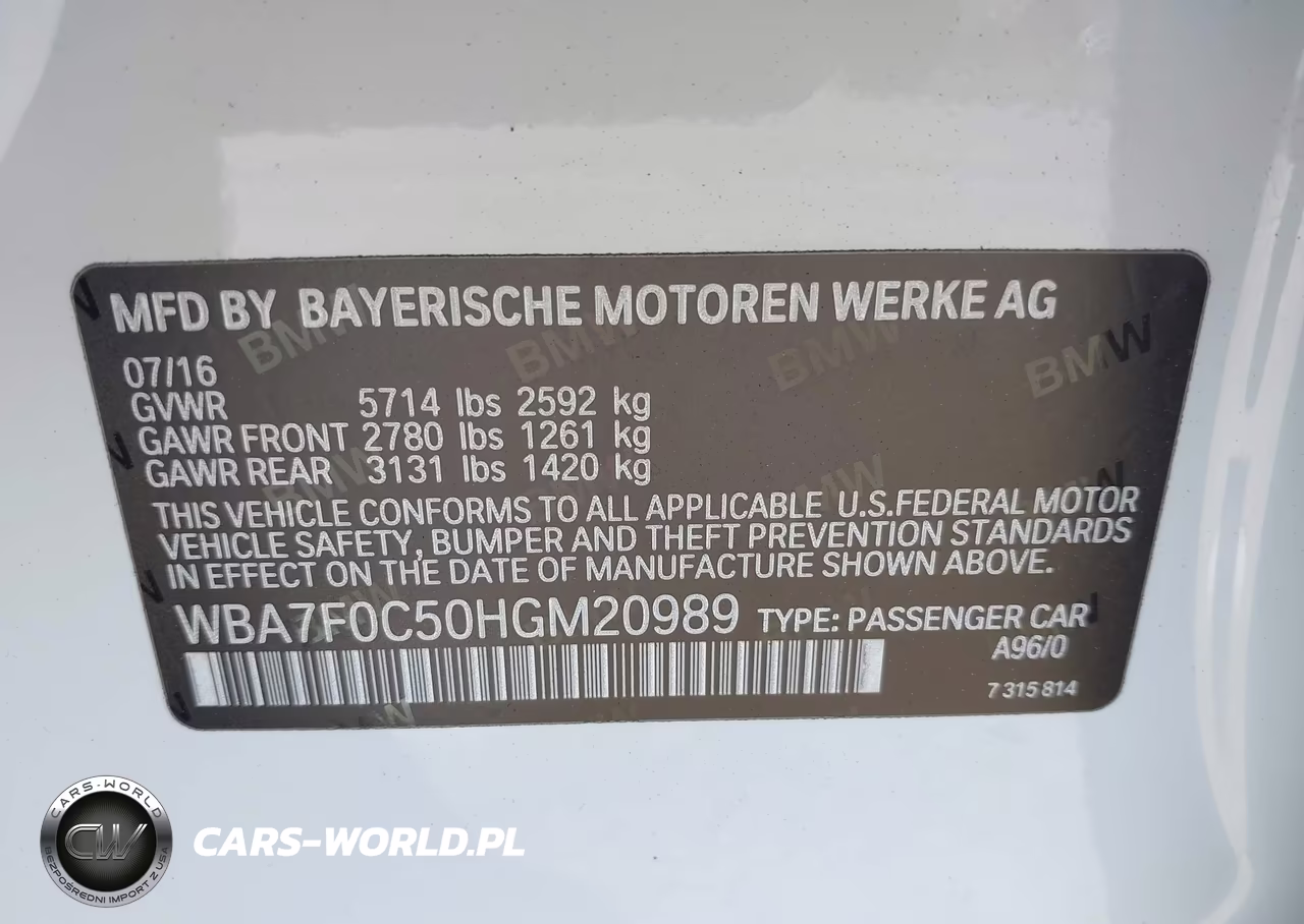 2017 BMW 750I VIN:WBA7F0C50HGM20989 - 9