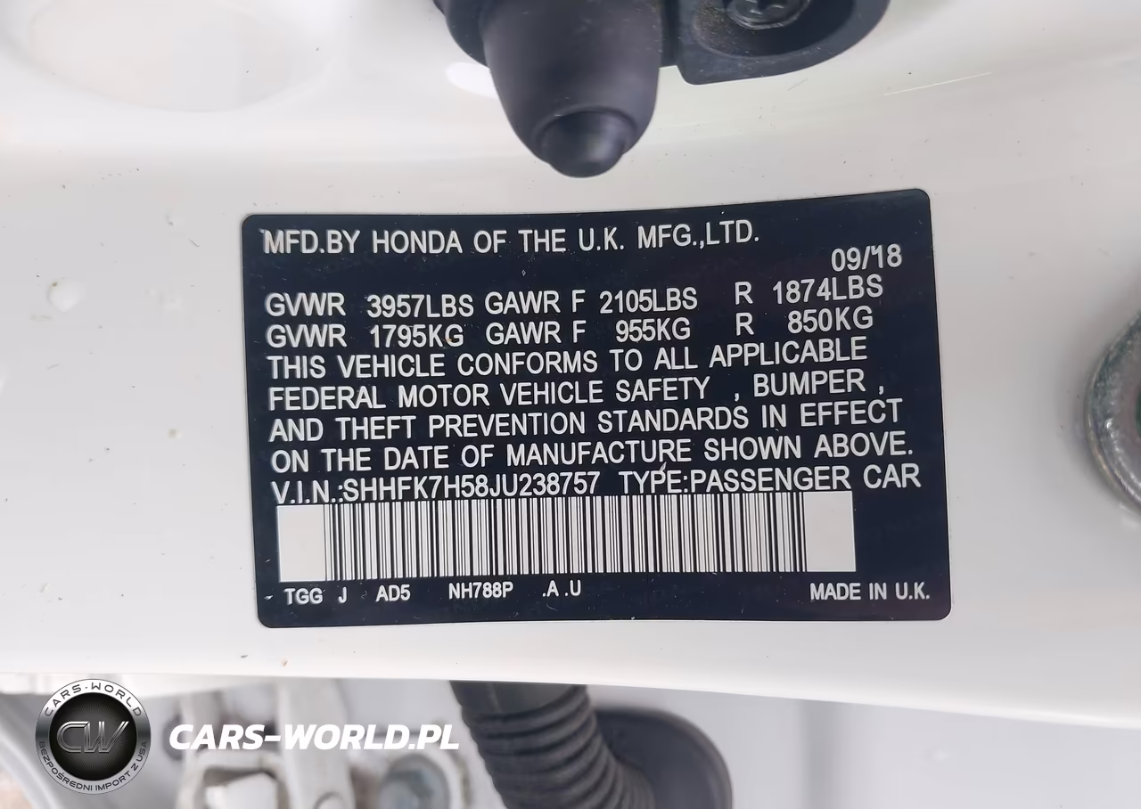 2018 Honda Civic Ex VIN:SHHFK7H58JU238757 - 9