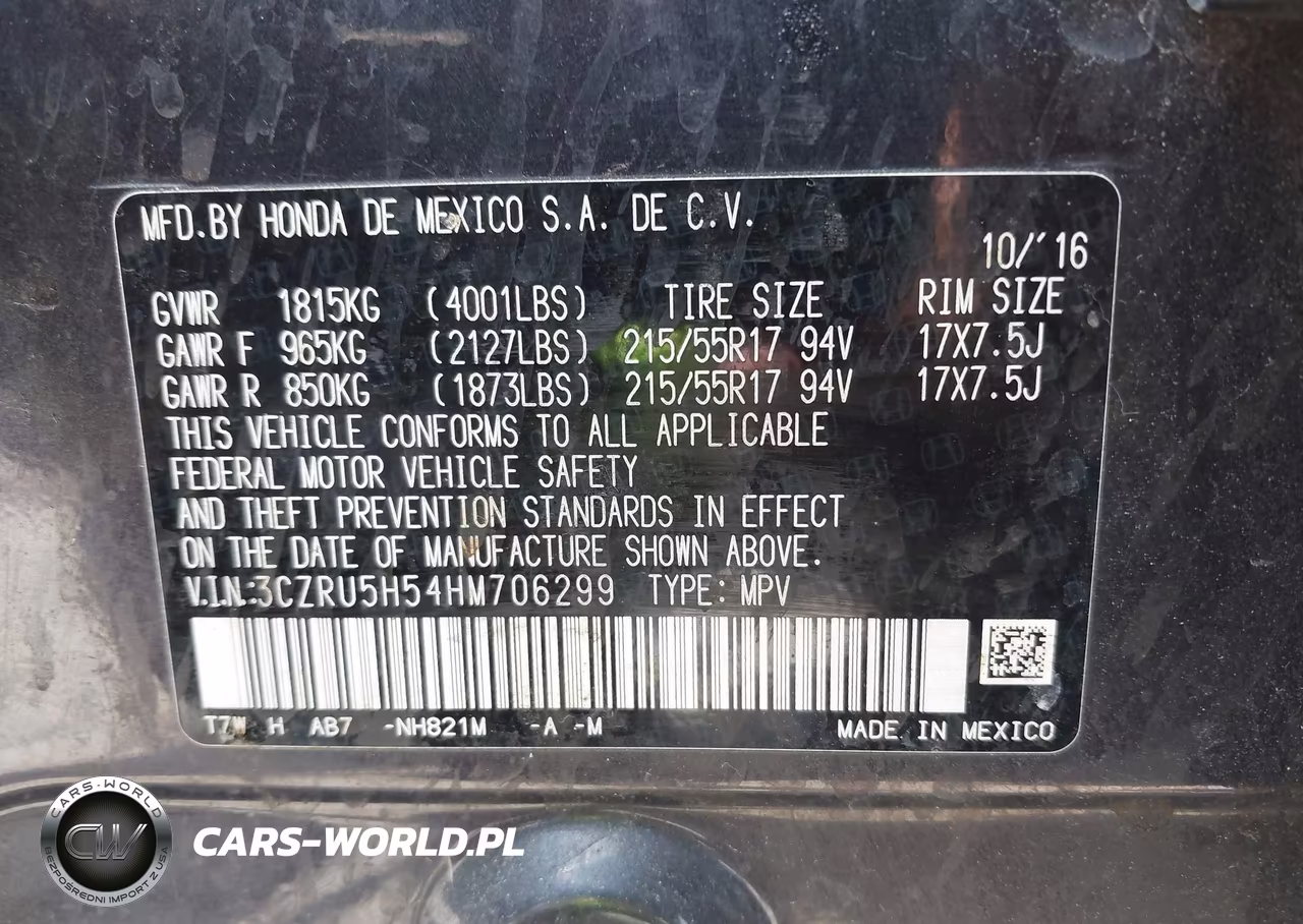 2017 Honda Hr-V Ex VIN:3CZRU5H54HM706299 - 9