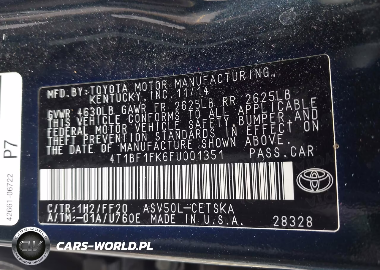 2015 Toyota Camry Se VIN:4T1BF1FK6FU001351 - 9