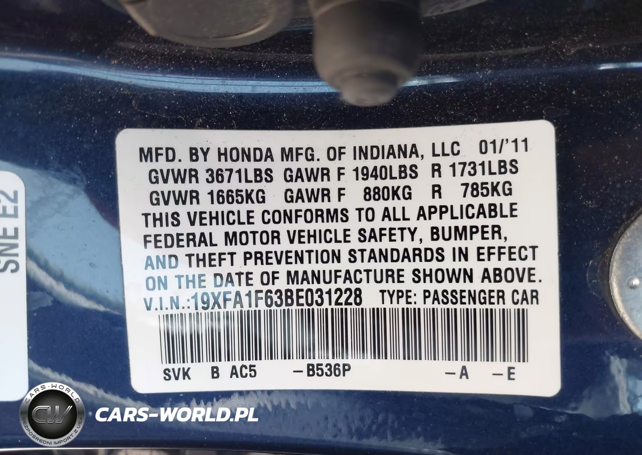 2011 Honda Civic Lx-S VIN:19XFA1F63BE031228 - 9