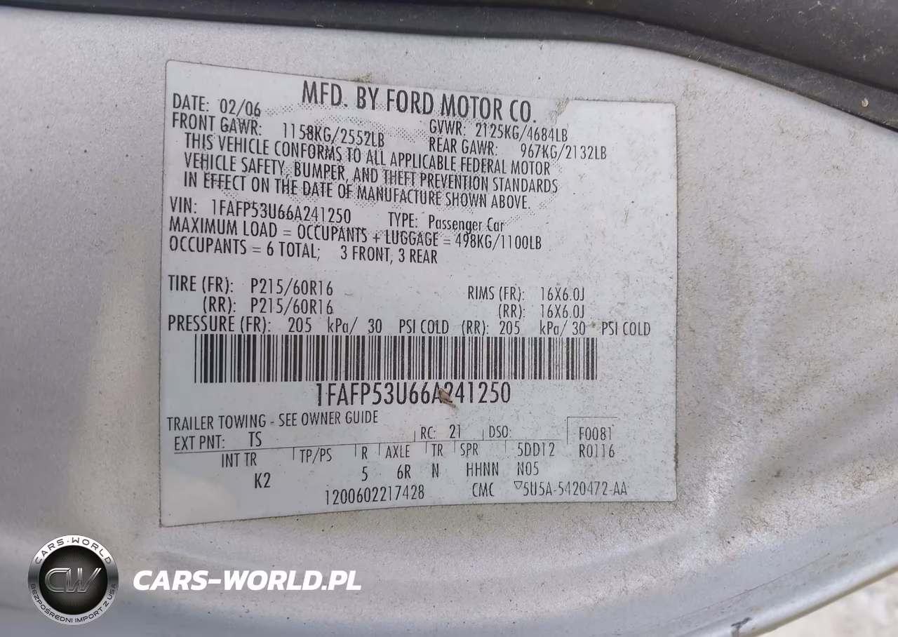 2006 Ford Taurus Se VIN:1FAFP53U66A241250 - 9