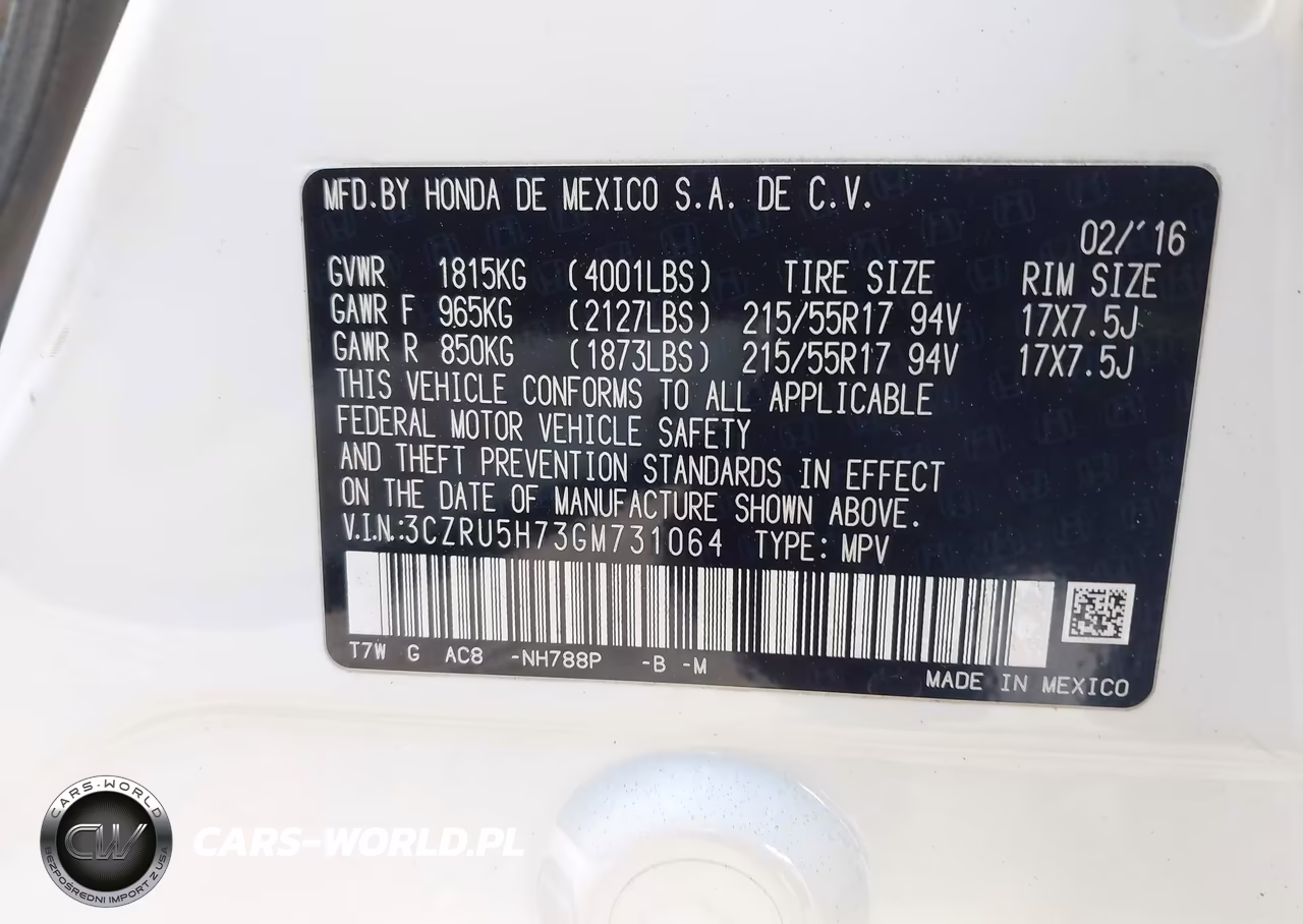 2016 Honda Hr-V Ex-L VIN:3CZRU5H73GM731064 - 9