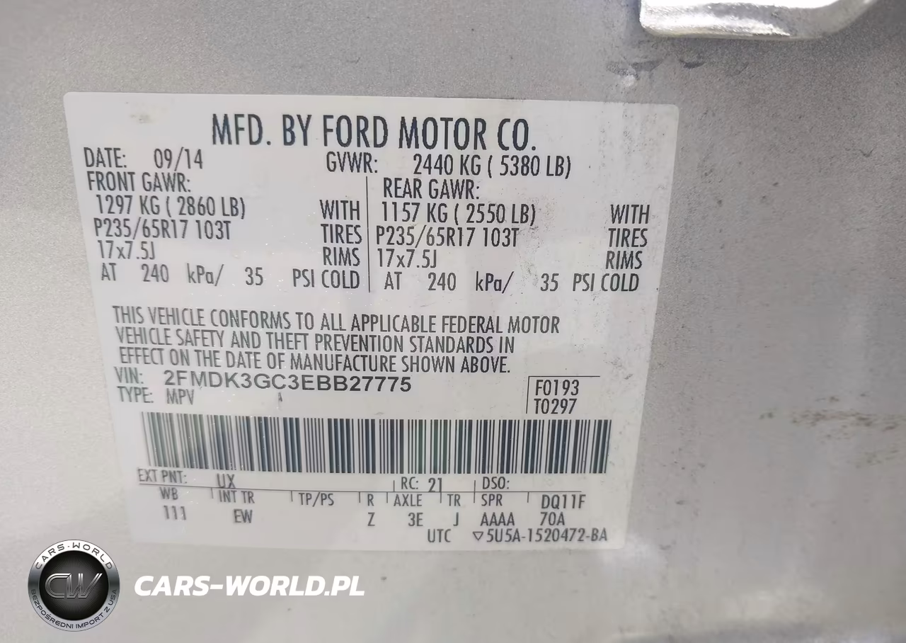 2014 Ford Edge Se VIN:2FMDK3GC3EBB27775 - 9