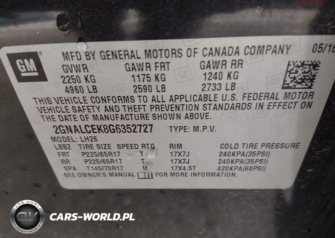 2016 Chevrolet Equinox Lt VIN:2GNALCEK8G6352727 - 9