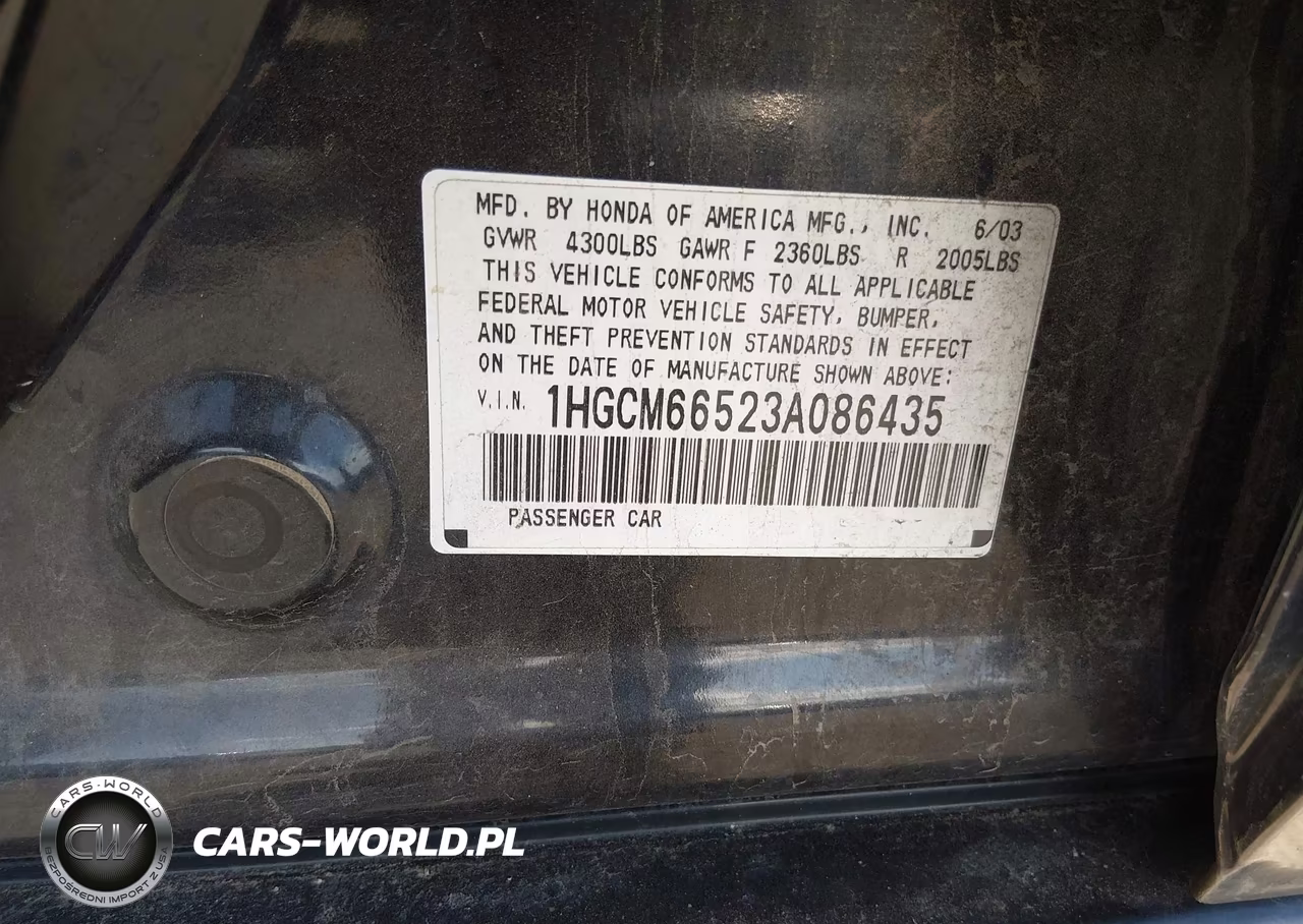 2003 Honda Accord 3.0 Ex VIN:1HGCM66523A086435 - 9