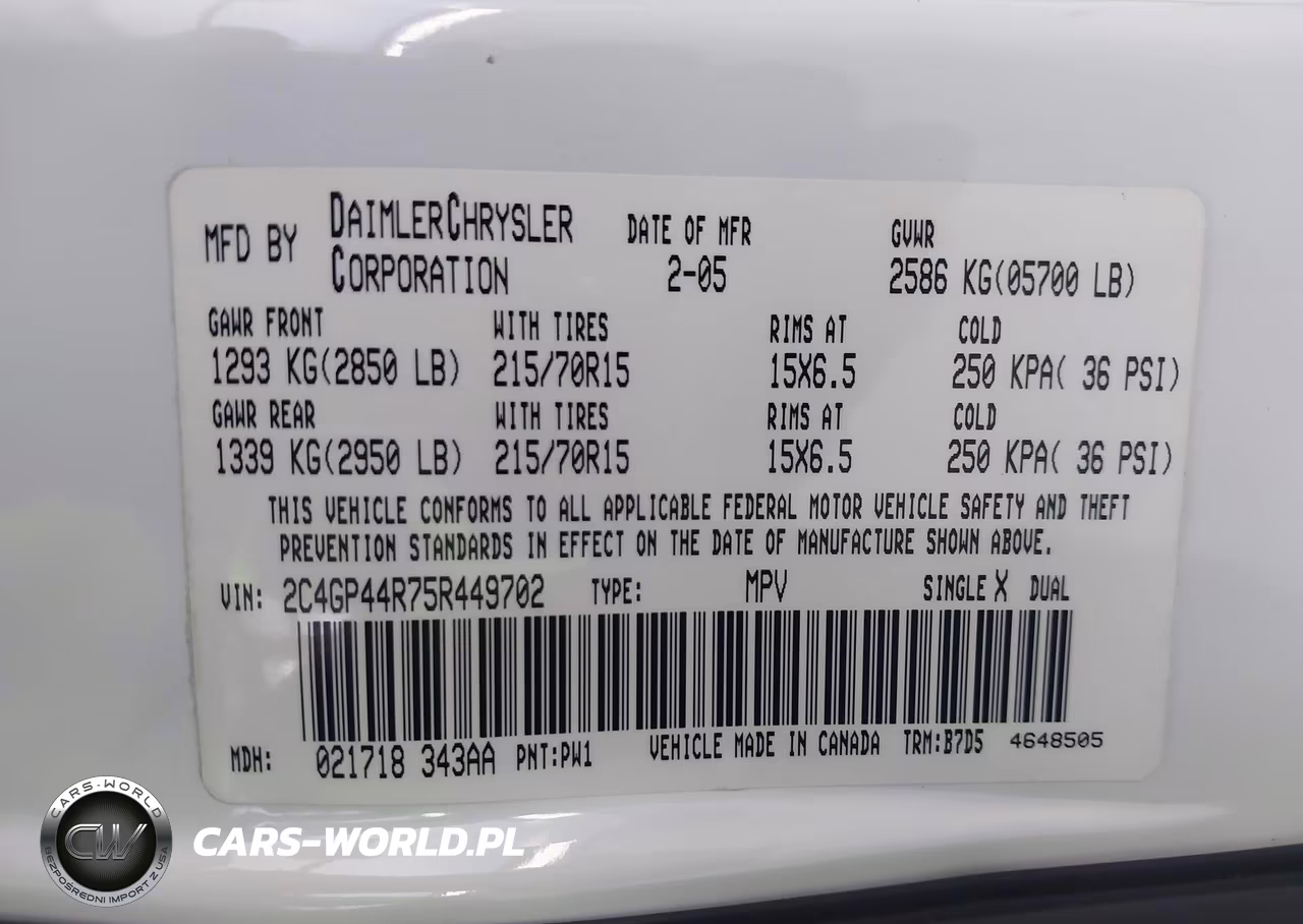 2005 Chrysler Town & Country Lx VIN:2C4GP44R75R449702 - 9