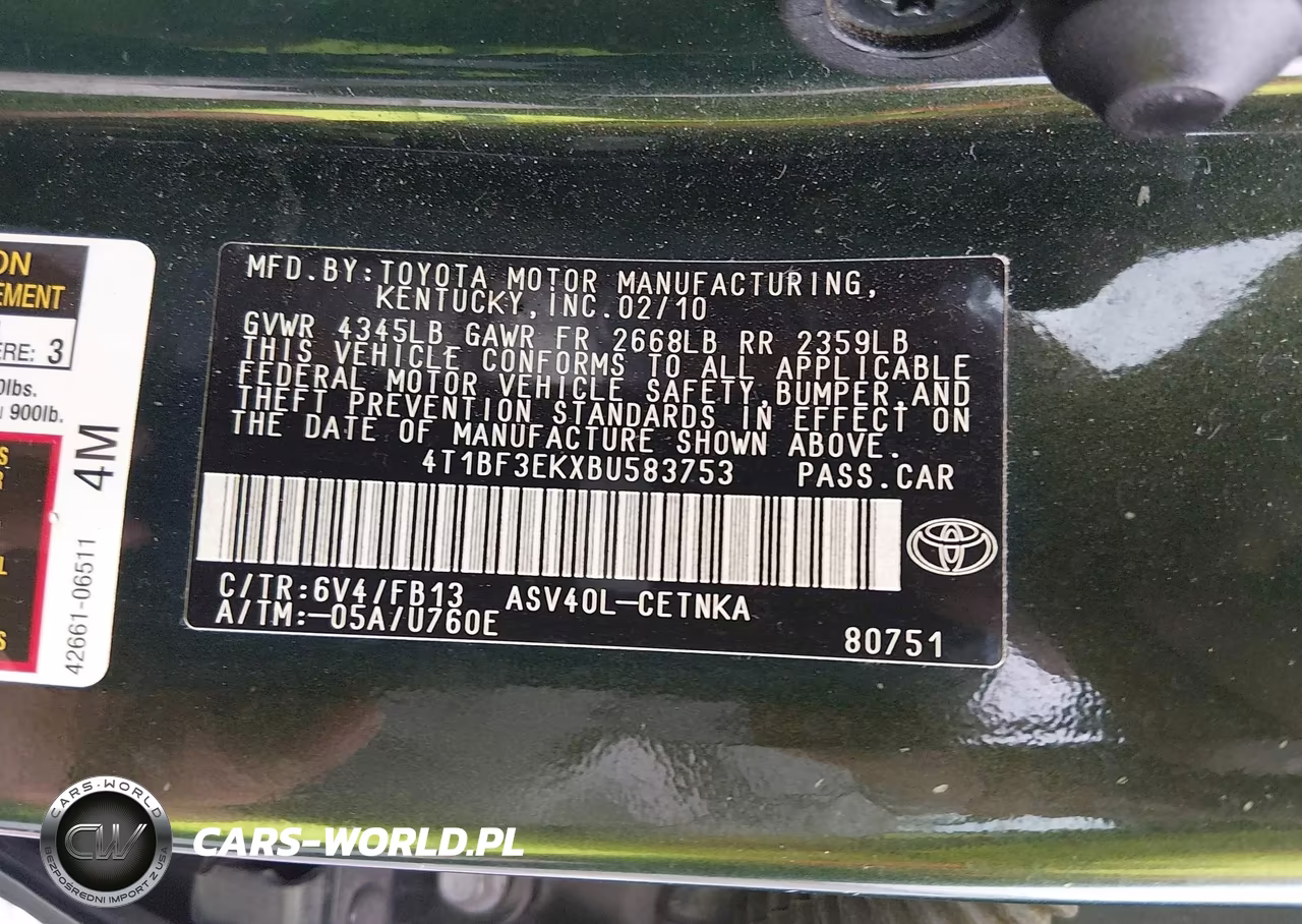 2011 Toyota Camry Le VIN:4T1BF3EKXBU583753 - 9