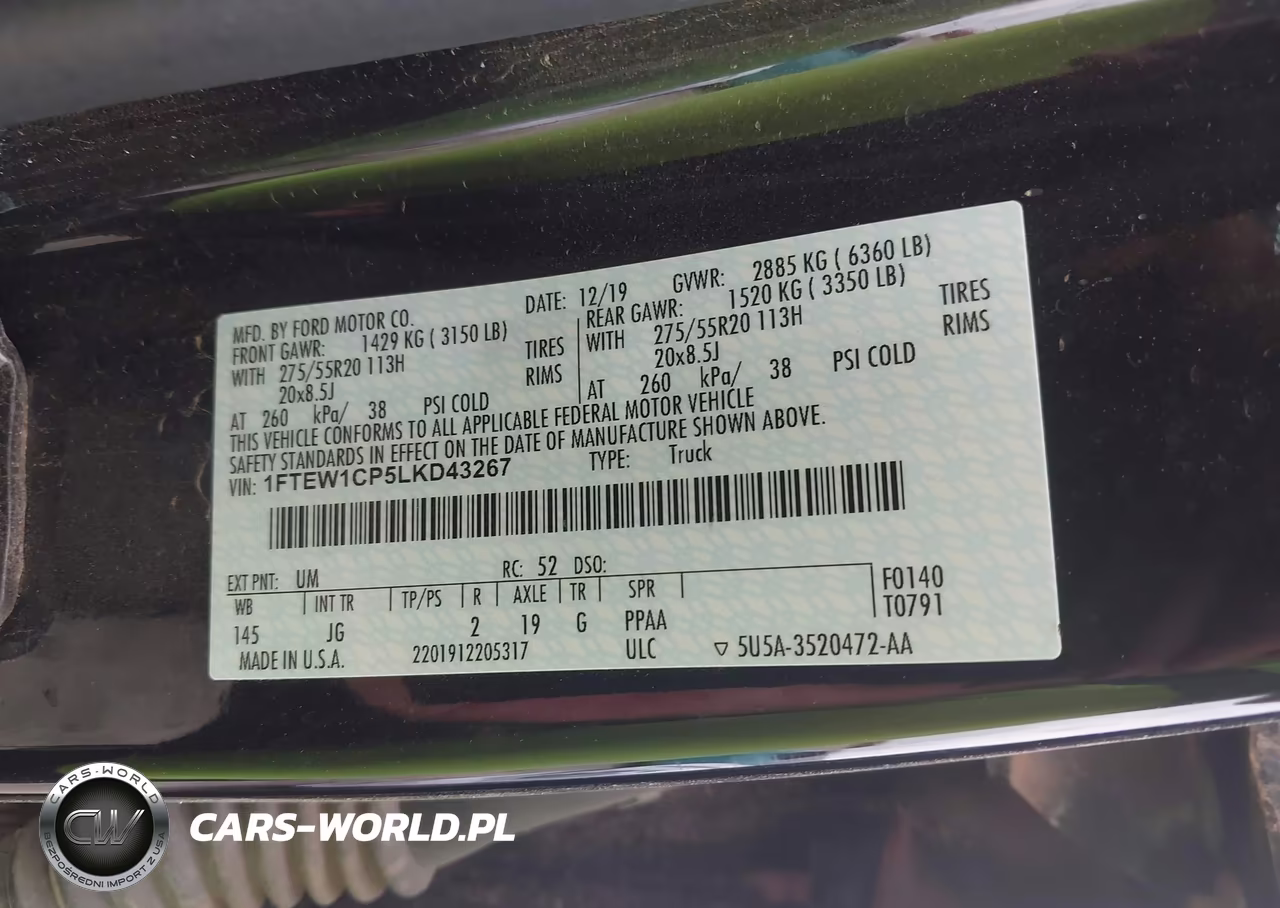 2020 Ford F-150 Xl VIN:1FTEW1CP5LKD43267 - 9