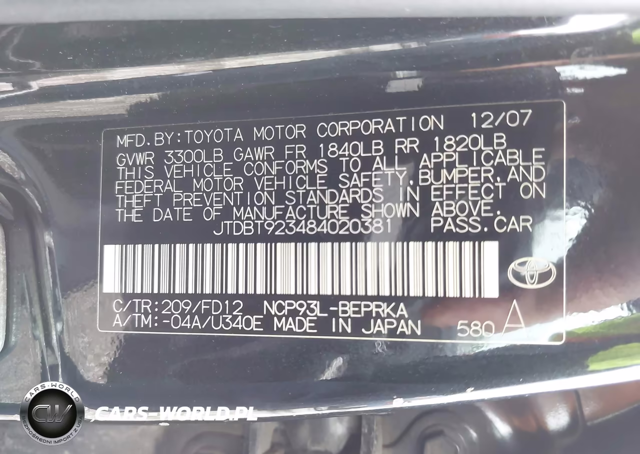 2008 Toyota Yaris VIN:JTDBT923484020381 - 9