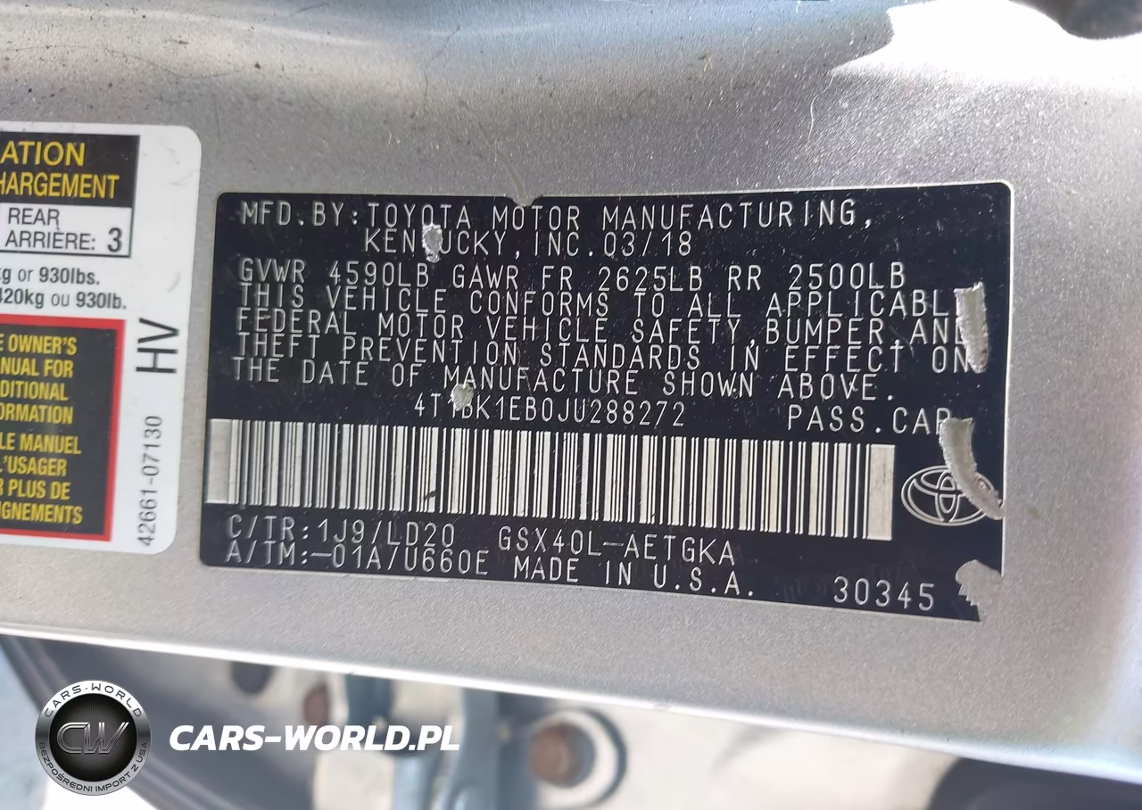 2018 Toyota Avalon Xle VIN:4T1BK1EB0JU288272 - 9
