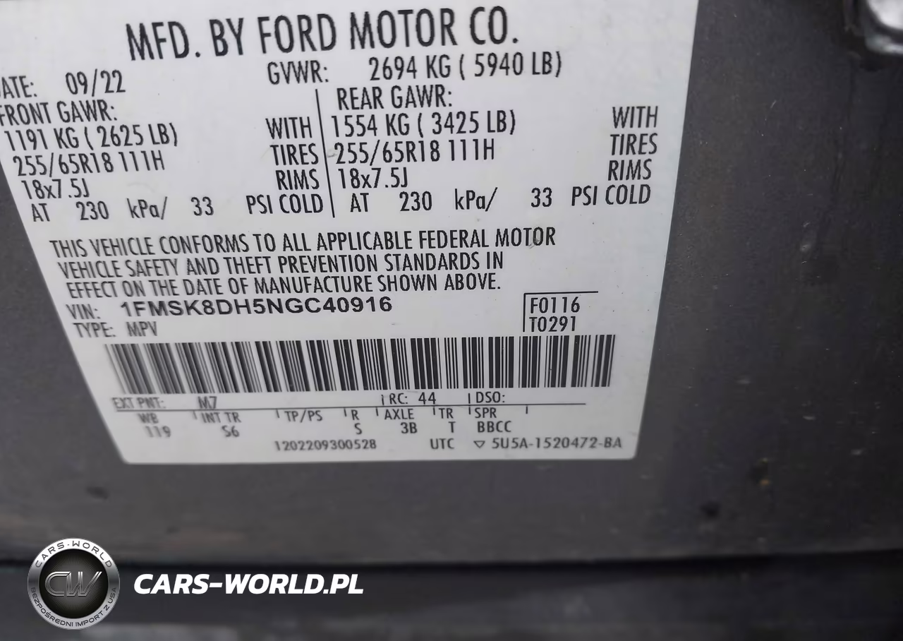 2022 Ford Explorer Xlt VIN:1FMSK8DH5NGC40916 - 9