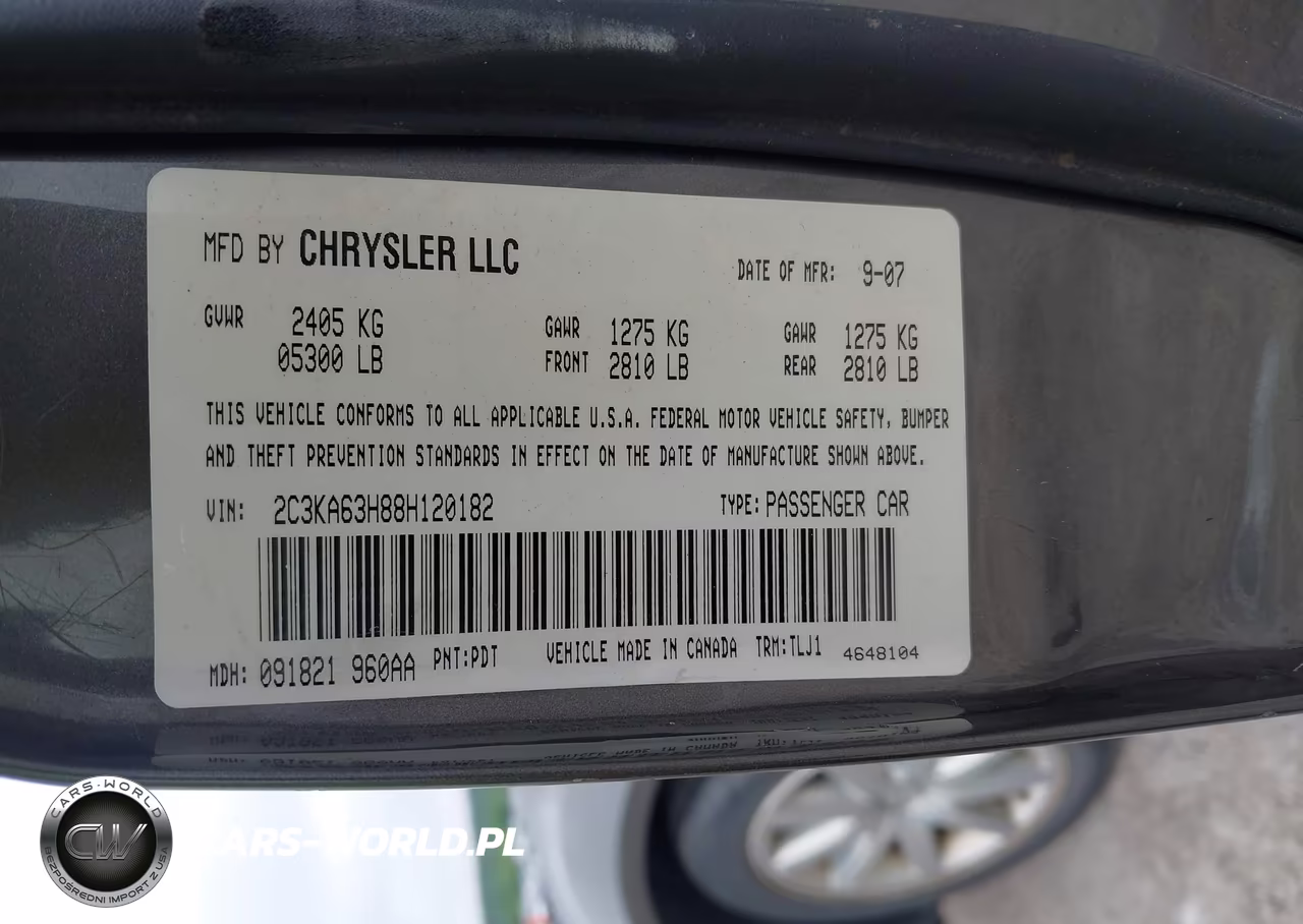 2008 Chrysler 300C Hemi VIN:2C3KA63H88H120182 - 9
