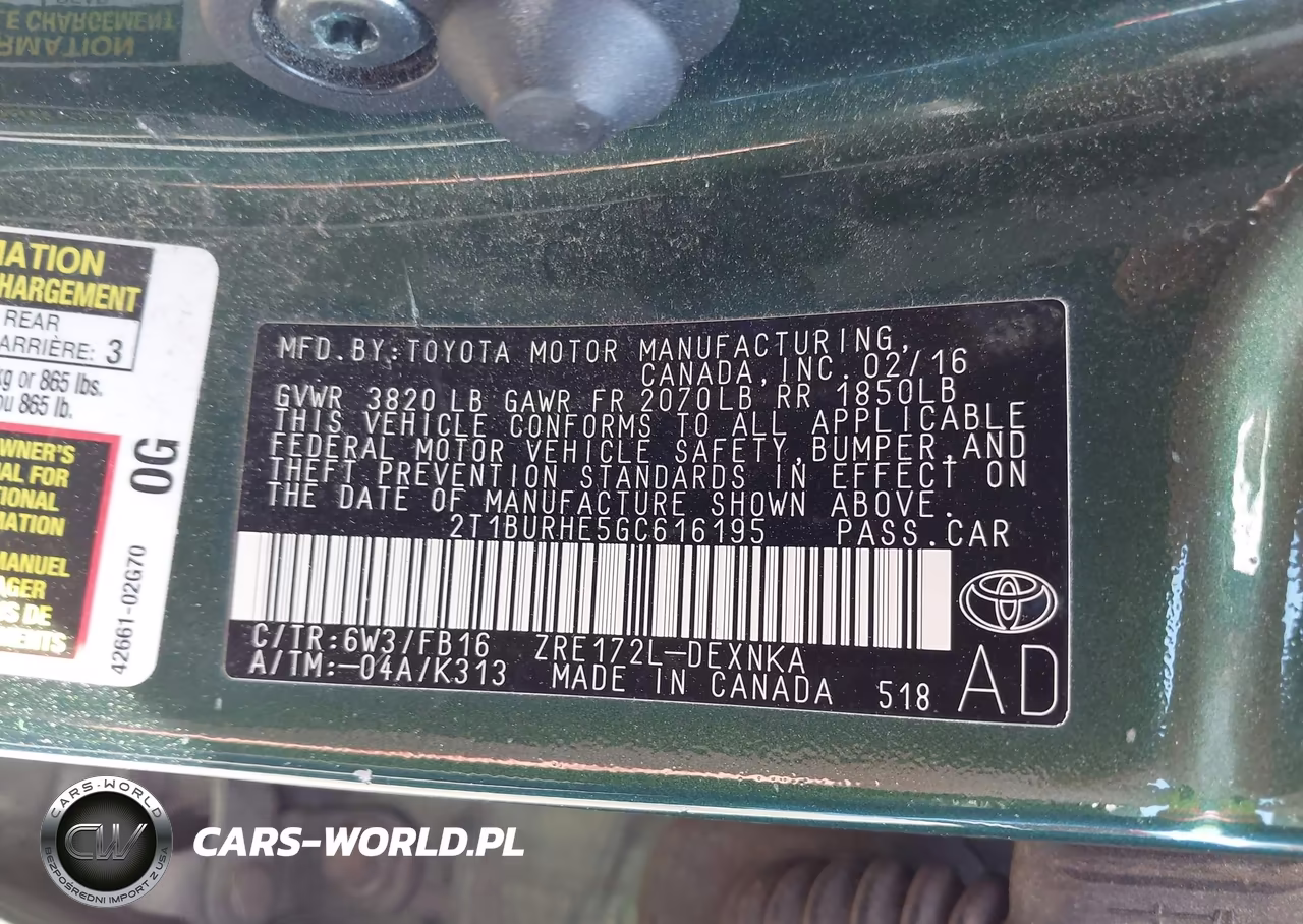2016 Toyota Corolla Le Plus VIN:2T1BURHE5GC616195 - 9