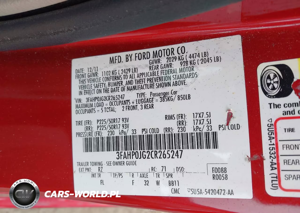 2012 Ford Fusion Sel VIN:3FAHP0JG2CR265247 - 9