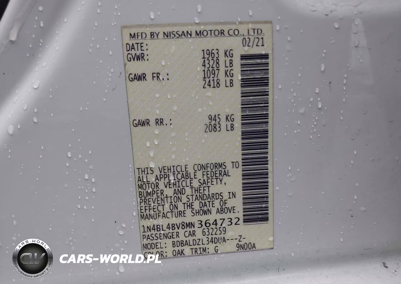 2021 Nissan Altima S Fwd VIN:1N4BL4BV8MN364732 - 9