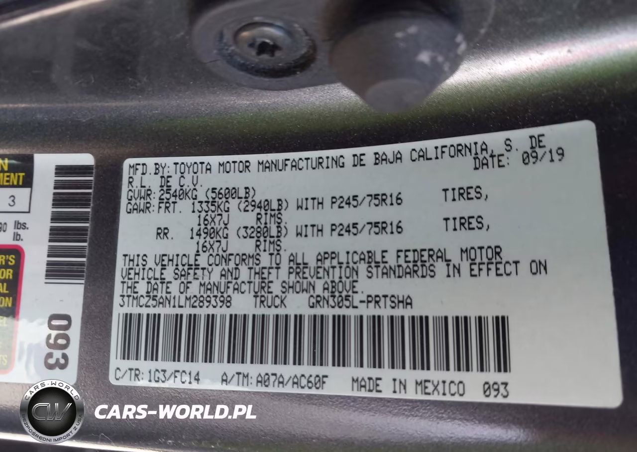 2020 Toyota Tacoma Sr5 V6 VIN:3TMCZ5AN1LM289398 - 9