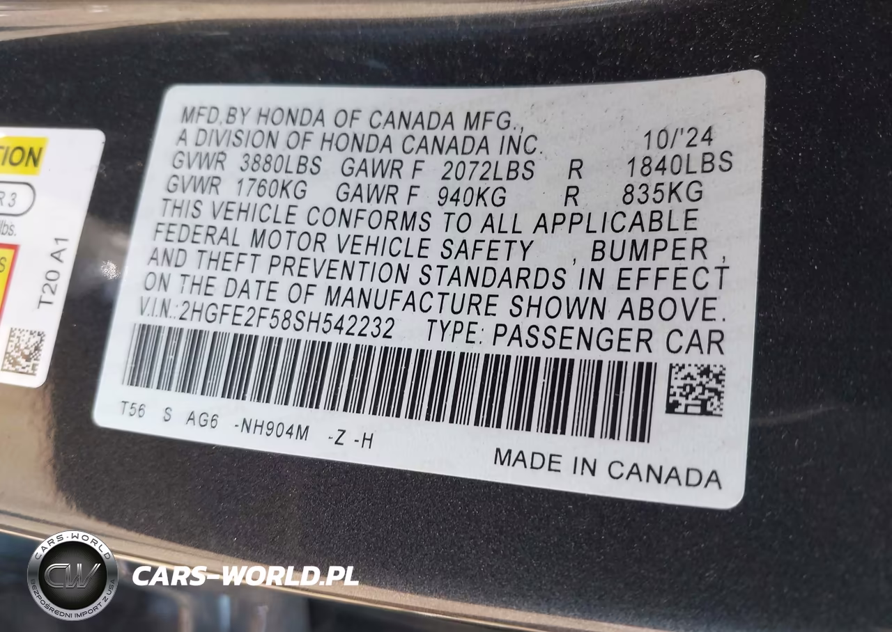 2025 Honda Civic Sport VIN:2HGFE2F58SH542232 - 9