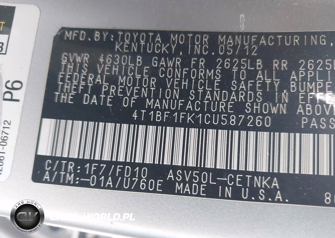 2012 Toyota Camry Le VIN:4T1BF1FK1CU587260 - 9