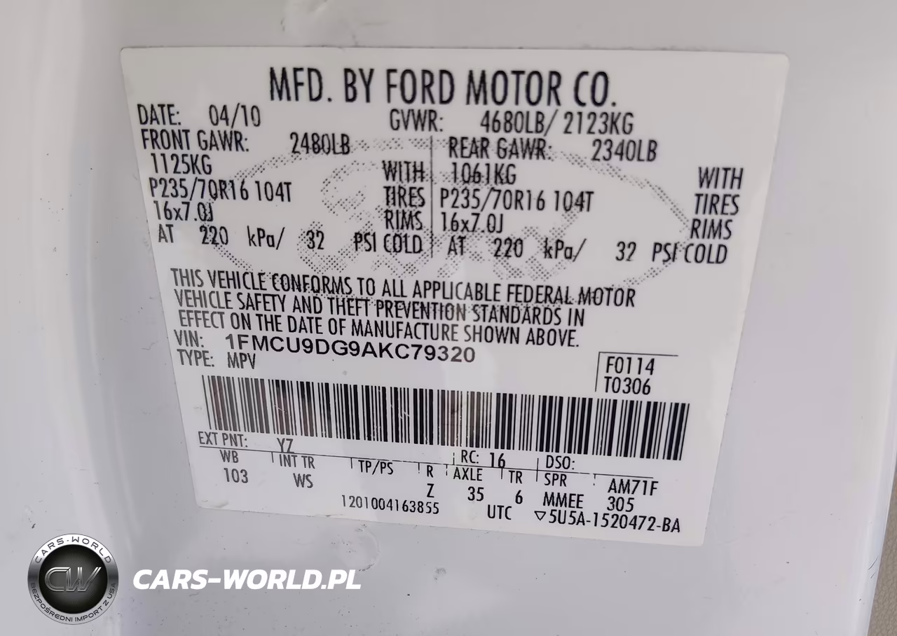 2010 Ford Escape Xlt VIN:1FMCU9DG9AKC79320 - 9