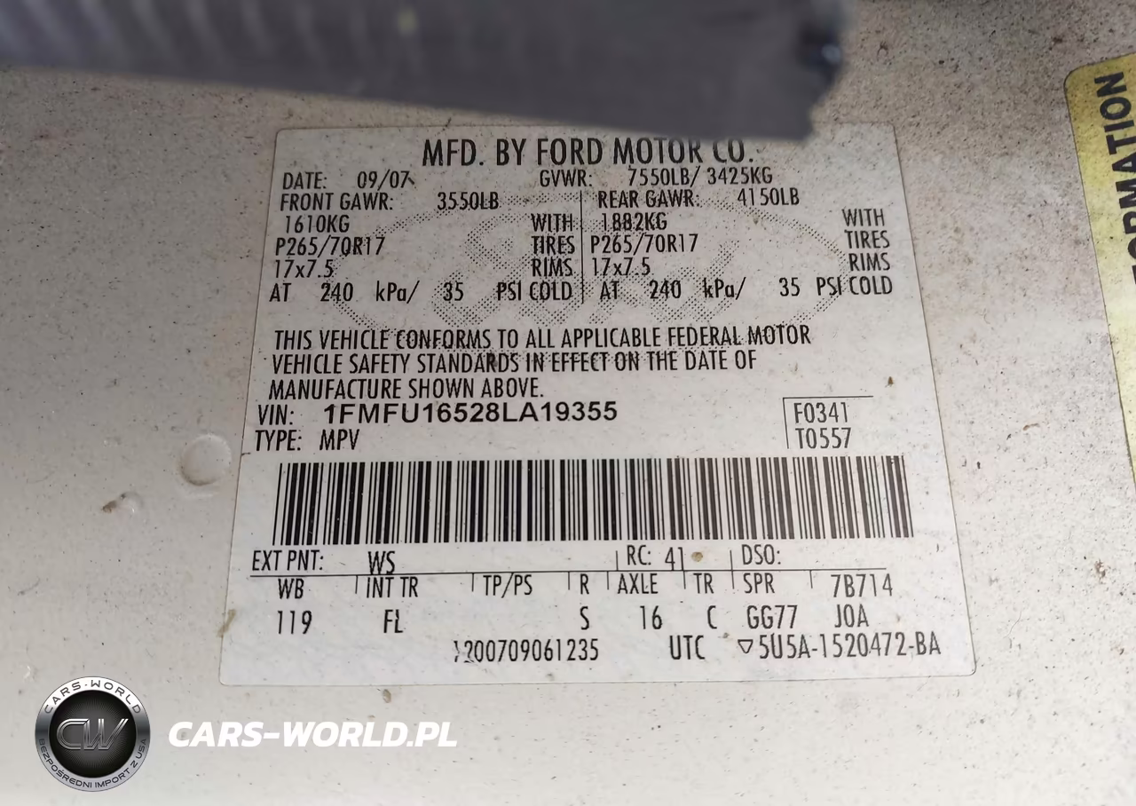2008 Ford Expedition Xlt VIN:1FMFU16528LA19355 - 9